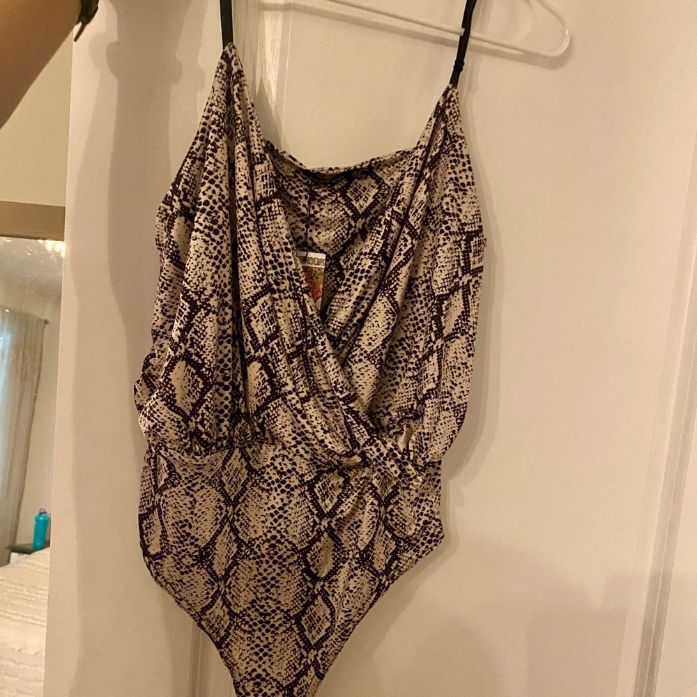 Boohoo Snakeskin Print Bodysuit